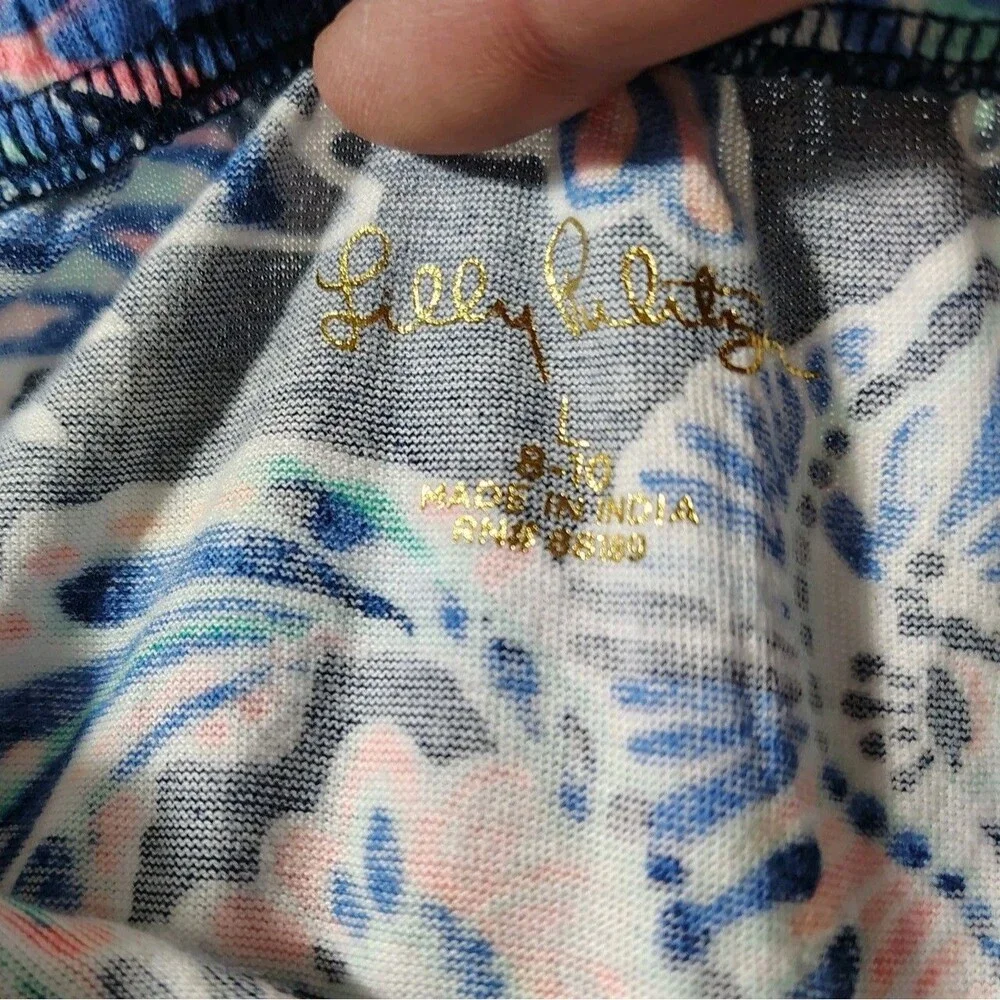 Lilly Pulitzer Girls Preppy Off Shoulder Romper Size Large 8-10 Paisley Coastal - Picture 5 of 7